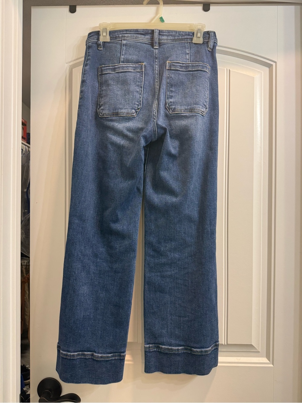 Women’s Wide Leg Jeans Trousers in Dark Blue - Picture 2 of 2